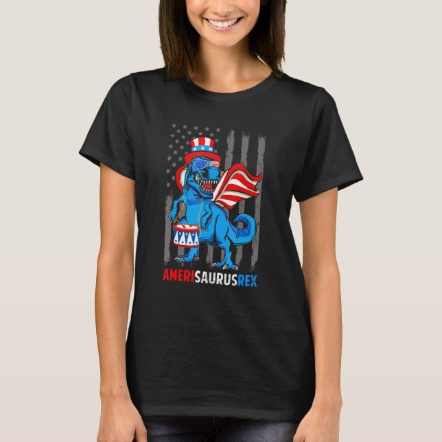 Dinosaurier Happy 4. Juli Jungen Kinder Männer Ame T-Shirt (Vorderseite)