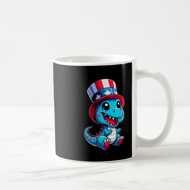 Dinosaurier Happy 4. Juli Unabhängigkeitstag Männe Kaffeetasse (Rechts)