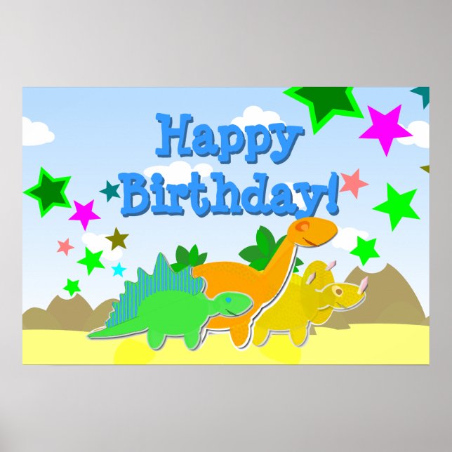 Dinosaurier Happy Birthday Poster (Vorne)