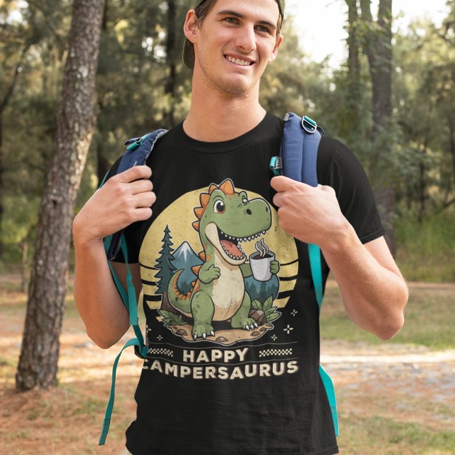Dinosaurier Happy Campersaurus Funny Camping T-Shirt (Von Creator hochgeladen)