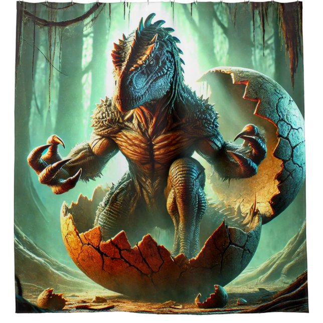 Dinosaurier Hatching Art Duschvorhang (Vorderseite)