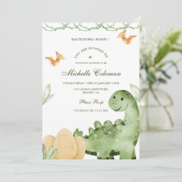 Dinosaurier Hatching Bald Baby Dusche Einladung