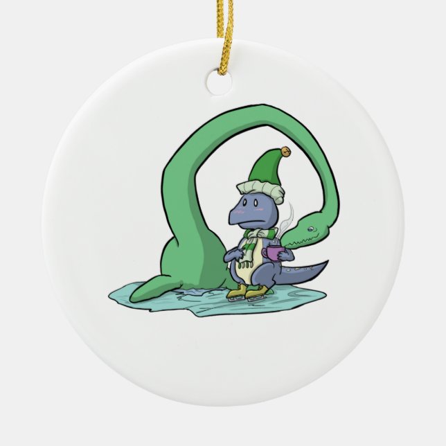 Dinosaurier-heiße Schokoladen-Verzierung Keramik Ornament (Vorne)