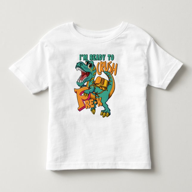 Dinosaurier Ich bin bereit, PRE-K Grad zu zerdrück Kleinkind T-shirt (Vorderseite)
