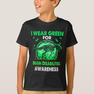 Dinosaurier Ich trage Grün wegen BRAIN-Behinderung T-Shirt
