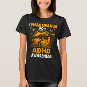 Dinosaurier Ich trage Orange für ADHS Awareness T-Shirt