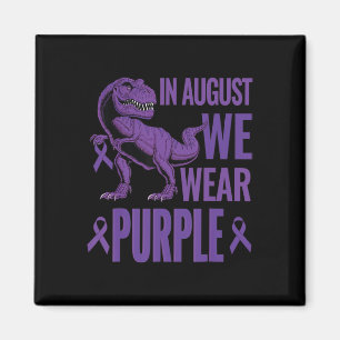 Dinosaurier Im August tragen wir eine Lila Regenbo Magnet