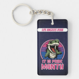 Dinosaurier im Hintergrund der Bisexuellen Flaggen Schlüsselanhänger