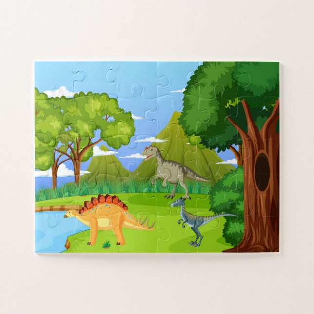 Dinosaurier im prähistorischen Wald Kinder Spaß (Horizontal)