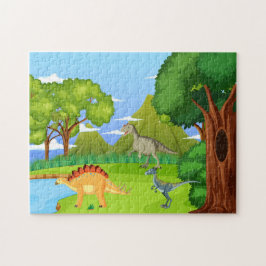 Dinosaurier im prähistorischen Wald Kinder Spaß