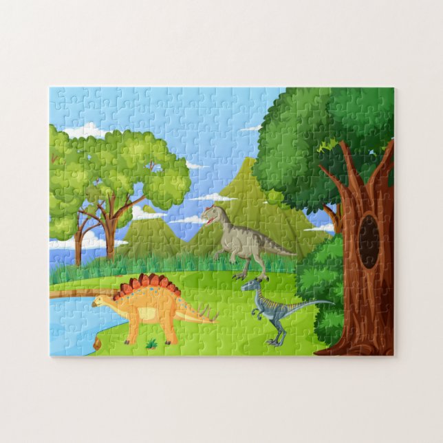 Dinosaurier im prähistorischen Wald Kinder Spaß (Horizontal)