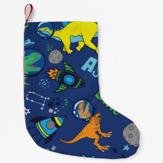 Dinosaurier im Weltraum handgezeichnet farbige nah Kleiner Weihnachtsstrumpf