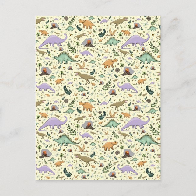 Dinosaurier in Gelb Postkarte (Vorderseite)