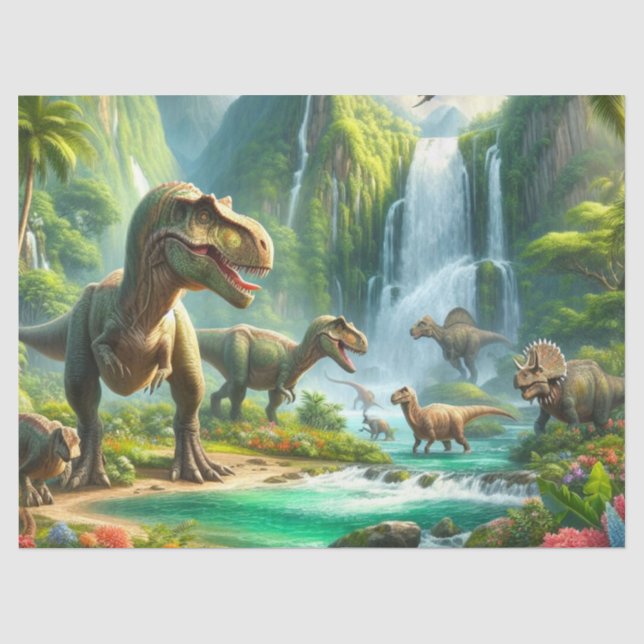 Dinosaurier in Jungle Kid's Seidenpapier (Vorderseite)
