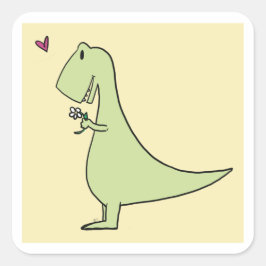 Dinosaurier in Liebe Quadratischer Aufkleber