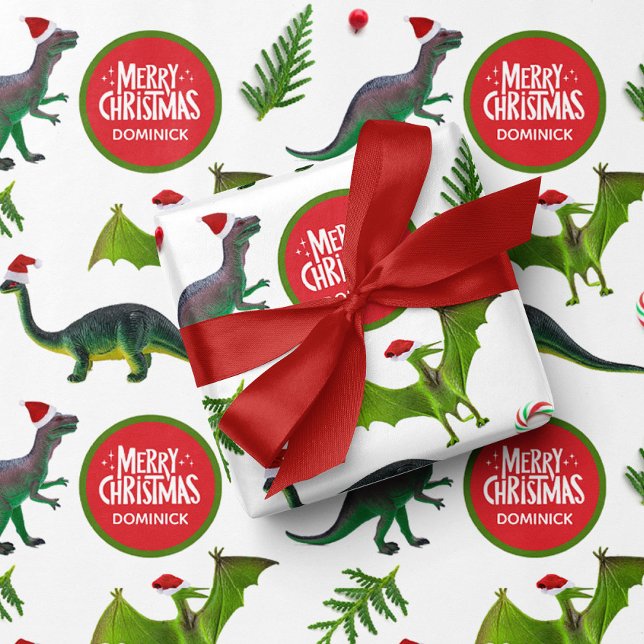 Dinosaurier Individuelle Name Weihnachten Geschenkpapier Set (Von Creator hochgeladen)