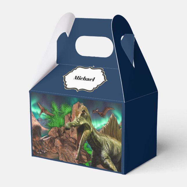 Dinosaurier Insel Pterodactyl T-rex Jungs Party Geschenkschachtel (Vorderseite)