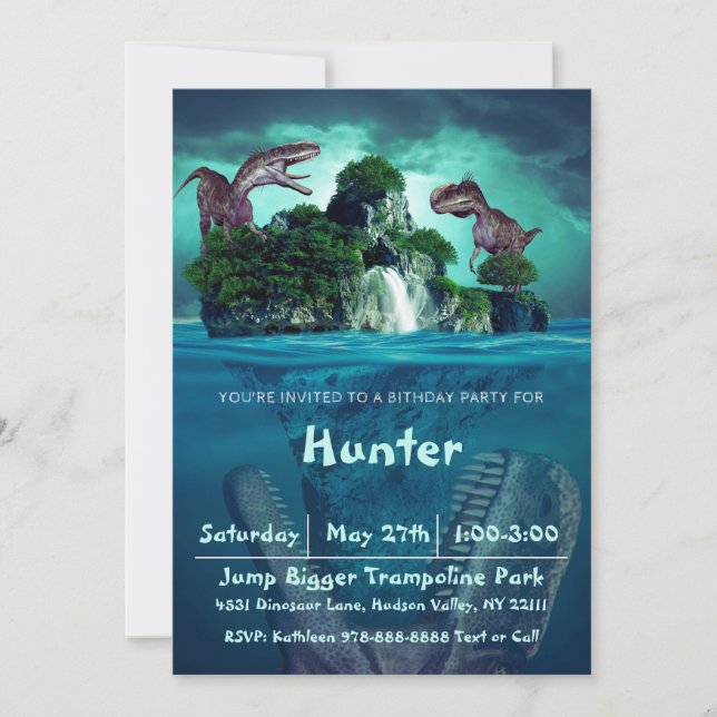 Dinosaurier Island Geburtstagsparty Einladung (Vorderseite)