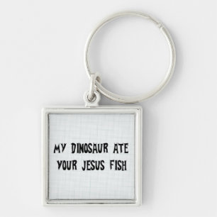 Dinosaurier isst Jesus-Fische Schlüsselanhänger