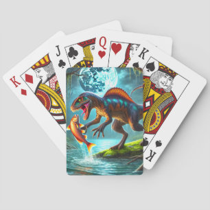 Dinosaurier Jagd auf Fische Spielkarten