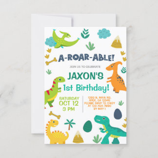 Dinosaurier Junge a-roar-fähige 1. Geburtstagseinl Einladung