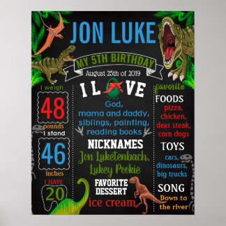 Dinosaurier Jurassic World Birthday Chalkboard Poster