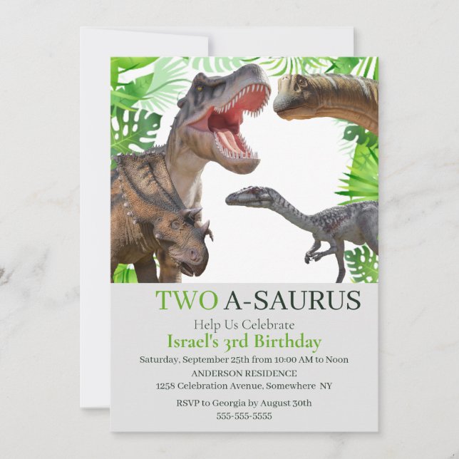 Dinosaurier Jurassic World White Age Einladung (Vorderseite)