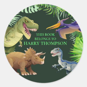 Dinosaurier KIDS BOOK Dschungel Runder Aufkleber