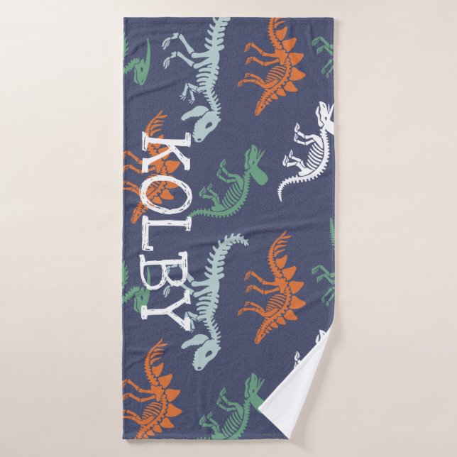 Dinosaurier Kids Personalisiert Name Badehandtuch (Badehandtuch)