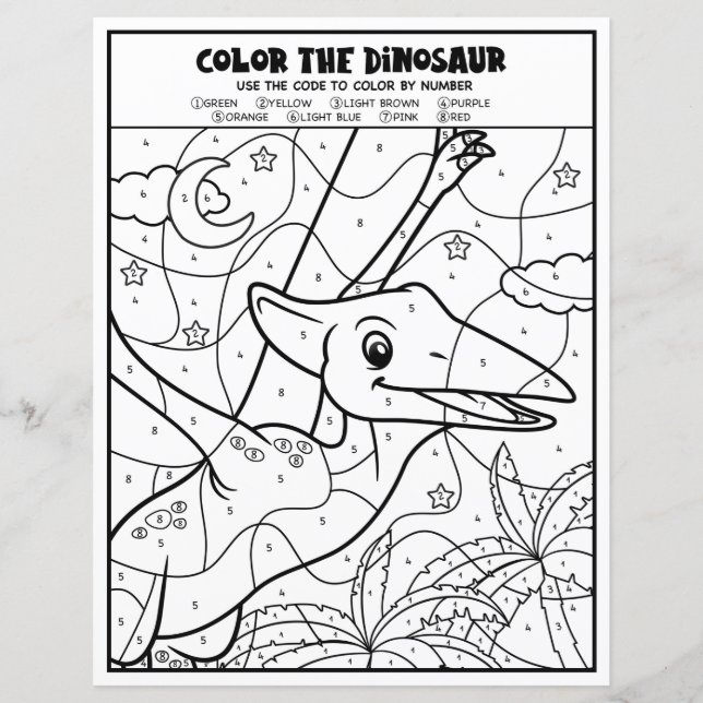 Dinosaurier-Kinder-Aktivitätsseite nach Anzahl (Vorderseite)