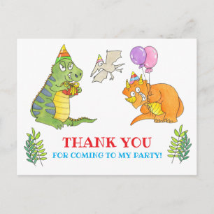 Dinosaurier-Kinder-Geburtstagsfeier Danke  Postkarte