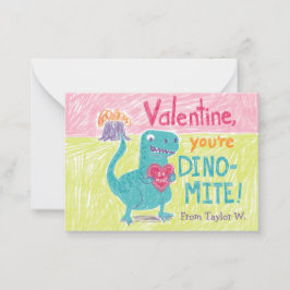 Dinosaurier-Klasse Valentine Note Card Mitteilungskarte