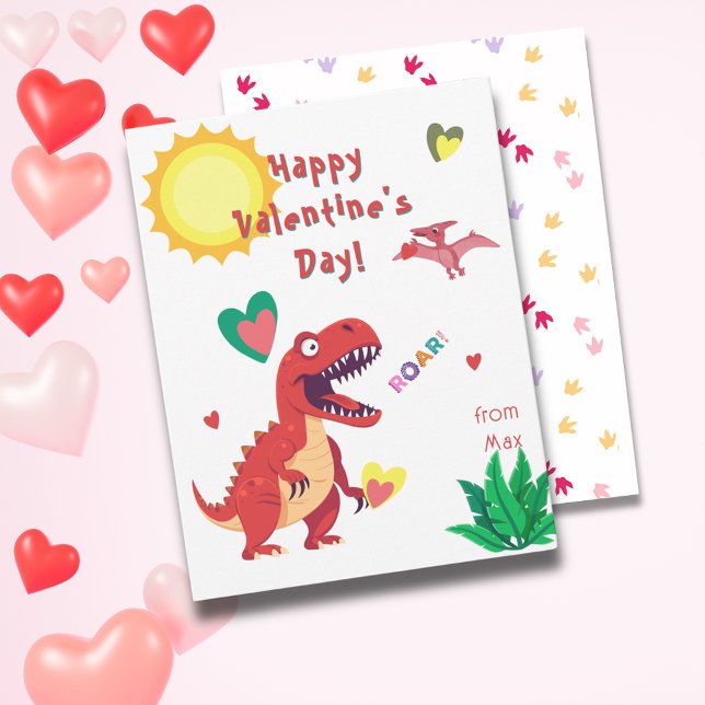 Dinosaurier-Klassenzimmer Valentintagskarte Mitteilungskarte (Dinosaur Classroom Valentine's Day Cards
)