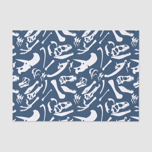 Dinosaurier-Knochen (blau) Seidenpapier (Vorderseite)