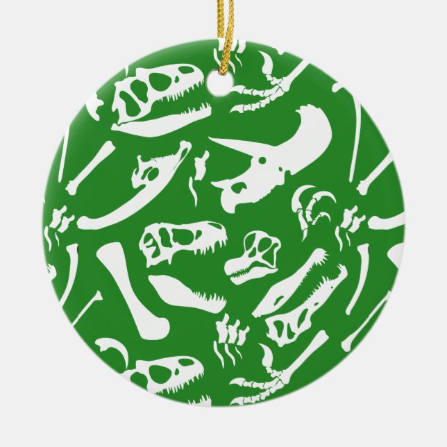 Dinosaurier-Knochen (Grün) Keramik Ornament (Vorne)