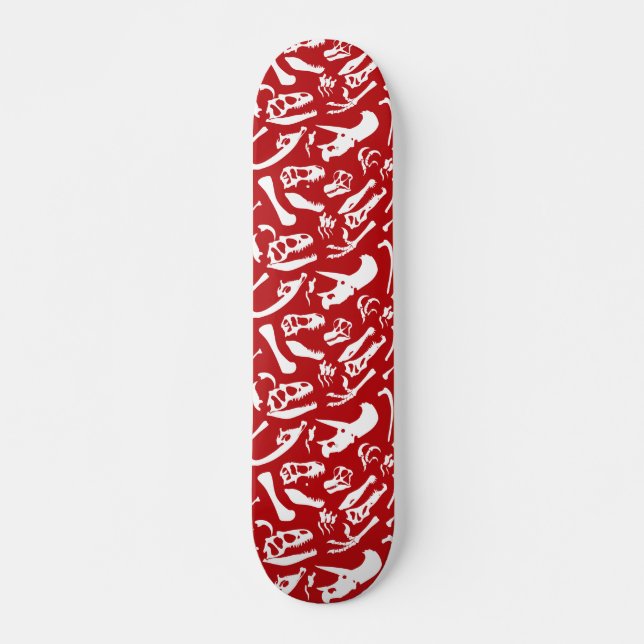 Dinosaurier-Knochen (rot) Skateboard (Vorne)