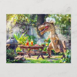 Dinosaurier-Koch in einer Garden-GRILLEN Feiertagspostkarte
