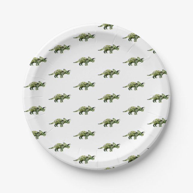 Dinosaurier-kundenspezifischer PapierTeller 7 Zoll (Vorderseite)