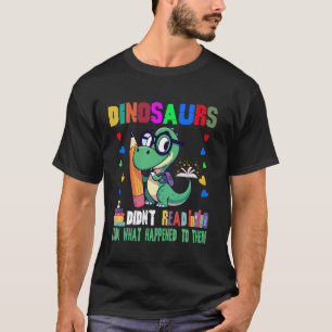 Dinosaurier lasen lustiges Buchliebhaber Jungen Ki T-Shirt