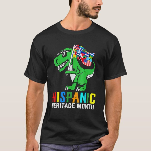 Dinosaurier Lateinische Länder Flagge Spanisches E T-Shirt (Vorderseite)