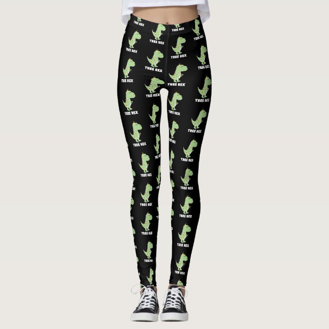Dinosaurier-lustiges Geschenk des Weihnachtsbaum-T Leggings (Vorderseite)