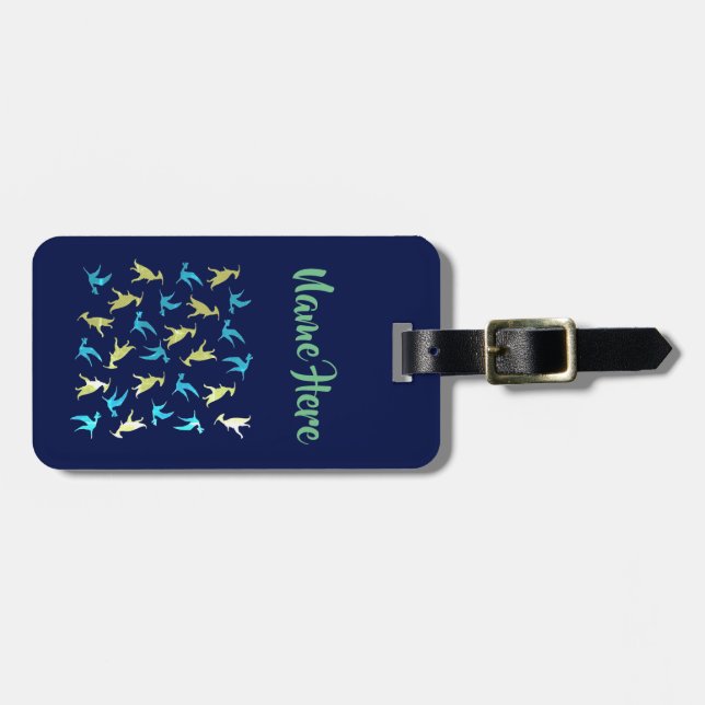 Dinosaurier, Mandala triceratops Custom Luggae Tag Gepäckanhänger (Vorderseite horizontal)