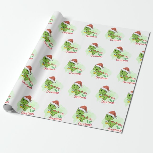 Dinosaurier meine ersten Weihnachten Geschenkpapier (Ungerollt)
