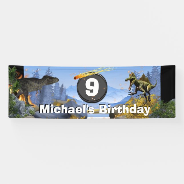 Dinosaurier Meteor prähistorische Tiere Junge Gebu Banner (Horizontal)