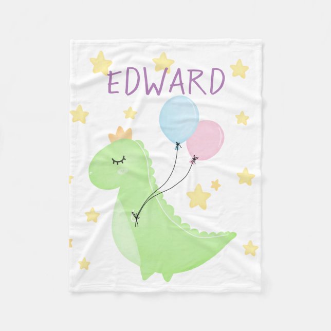 Dinosaurier mit Balloons Fleecedecke (Vorderseite)