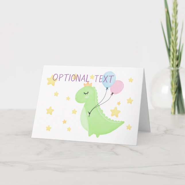 Dinosaurier mit Balloons Karte (Vorderseite)