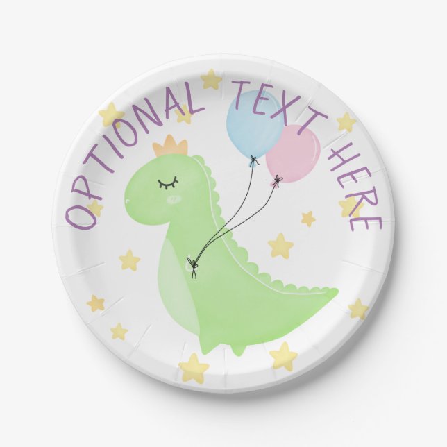 Dinosaurier mit Balloons Pappteller (Vorderseite)