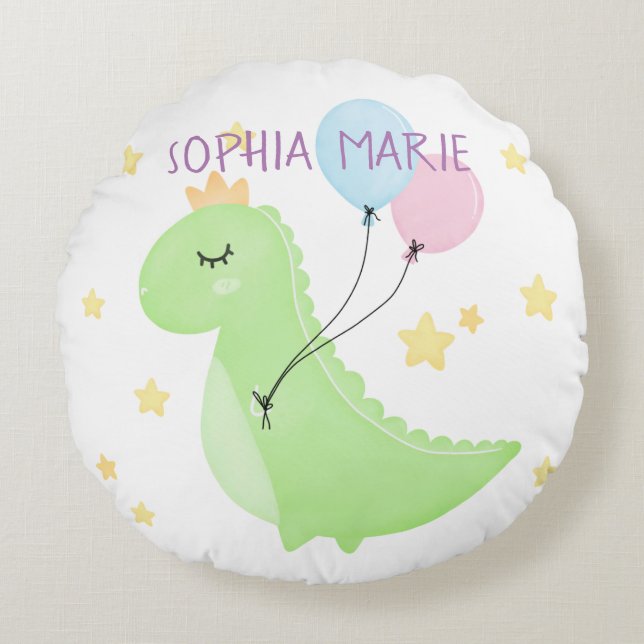 Dinosaurier mit Balloons Rundes Kissen (Vorderseite)