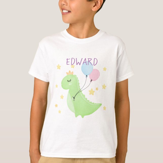 Dinosaurier mit Balloons T-Shirt (Vorderseite)