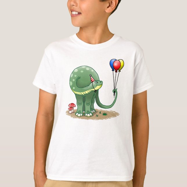 Dinosaurier mit Balloons T-Shirt (Vorderseite)